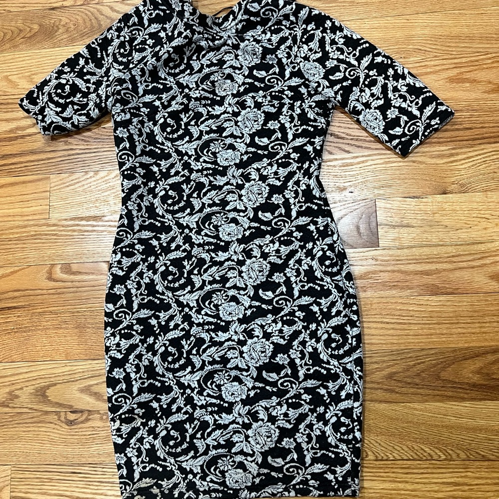 Black & White Subtle Floral Dress